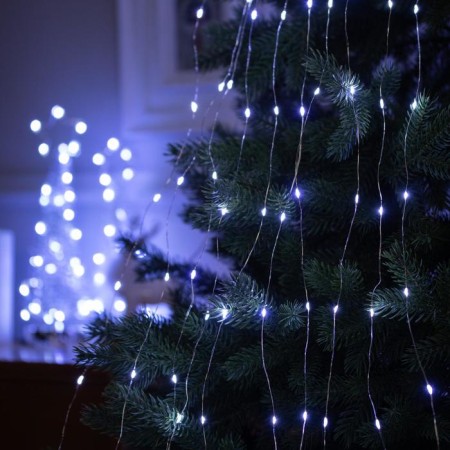 Girlynda "Horse tail" 10 threads of 1.5 m, IP20, silver thread, 150 LED, white glow, 12 V