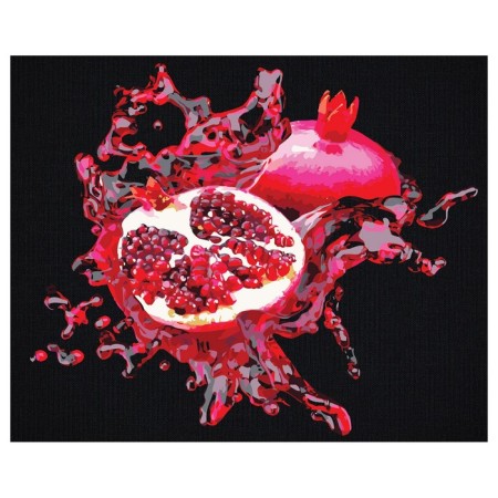 Picture on numbers on the black canvas "Juicy grenade", 40 × 50 cm