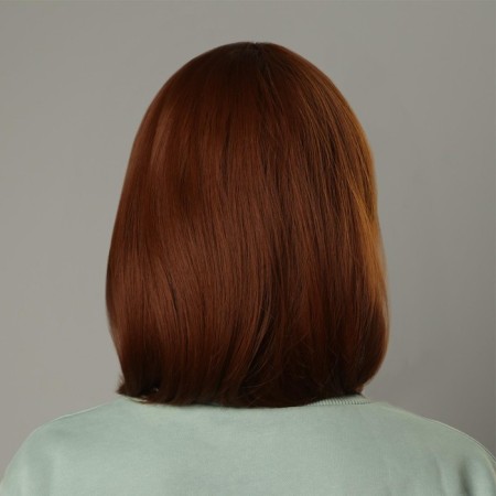 Artificial wig, with a bang, imitation of the skin, 30 cm, red color-3
