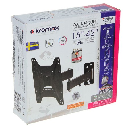 KROMAX Optima-204 Kromax, for TV, inclined-horned, 15-42 ", 68-323 mm from the wall, black-4