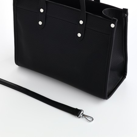 Women's bag with lightning, textura, average size, black color-4