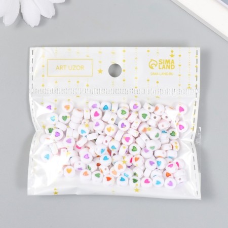A set of beads for creativity plastic "heart in the circle" multi -colored 20 g 0, x0.7 cm-5