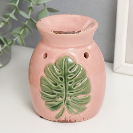 Aroma lamp ceramics "Green Palm leaf" 10.5x8x8 cm