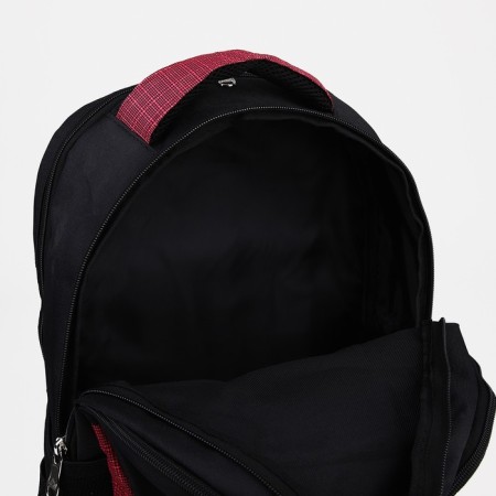 School backpack of textiles on lightning, rise, external pocket, red color-5