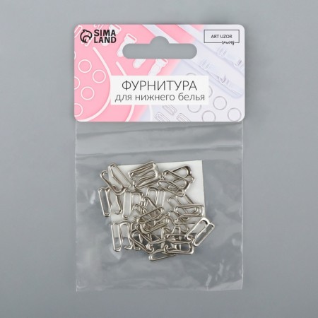 Hand hook, metal, 10 mm, 20 pcs, silver color-2