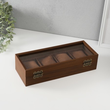 Casket wood for watch 4 divisions "Style" Brown 12x31x7.5 cm-4