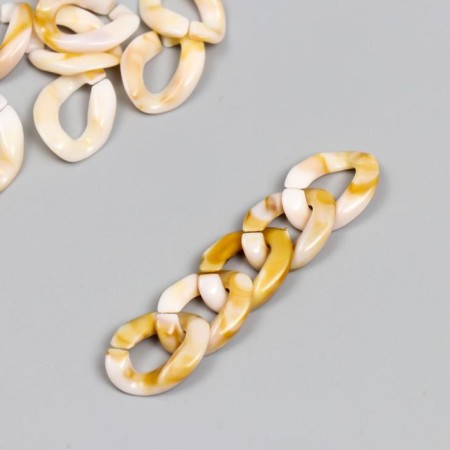 Decor for creativity plastic "Ring for the chain" Cream set 25 pcs 2.3x1.65 cm