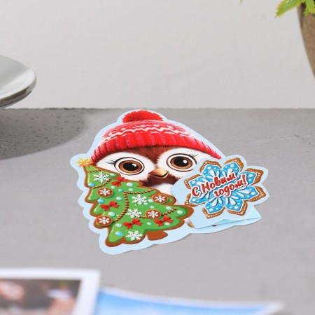 Mini-postcard "Happy New Year!" glitter, bird, 20.5x13.5 cm-2