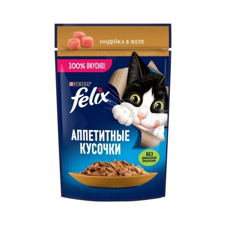 Wet feed Felix delicious pieces for cats, turkey in ghe 75 g