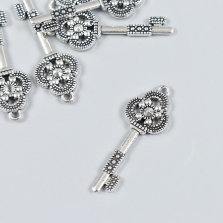 Decor for creativity Metal "Key with a Trilist" set 6 pcs silver 1.5x4.2 cm-1