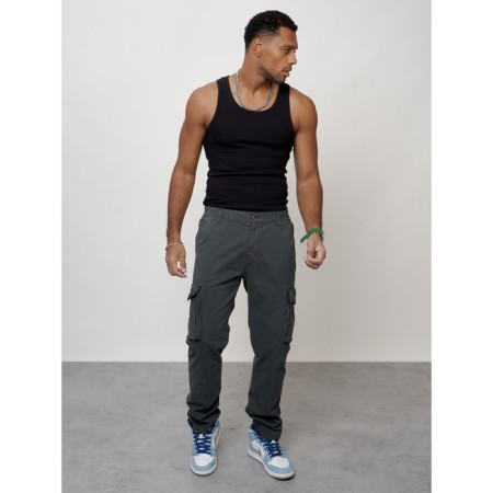 Cargo jeans men, size 54, dark gray color-7