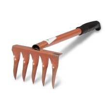 Small straight rakes, 5 twisted teeth, length 39 cm, metal, metal handle