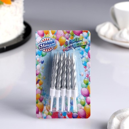 Candles in the cake "Spiral", 10 pcs, medium, 5 cm, metallic-6