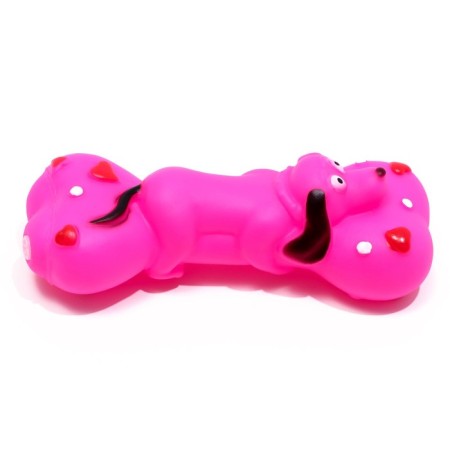 Toy squeak "Bone and dog" for dogs, 15 x 6 cm, pink-1