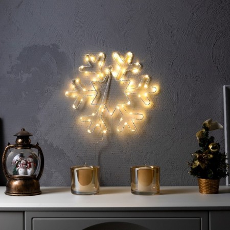 Snowflake LED figure 30 cm, metal, AAX3 batteries (not in the kit), warm white glow