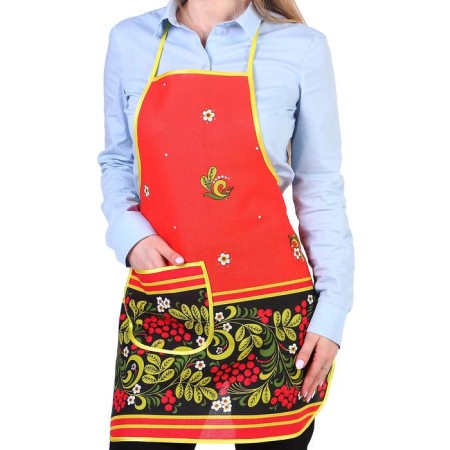 Khokhloma apron, souvenir, with a pocket-1