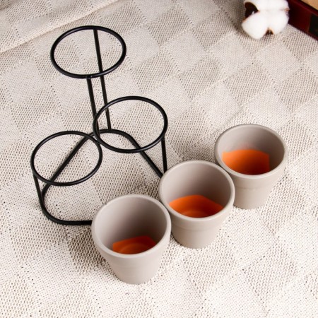 Set of Kashpo "Trio" gray, on a stand, 15x11cm-3