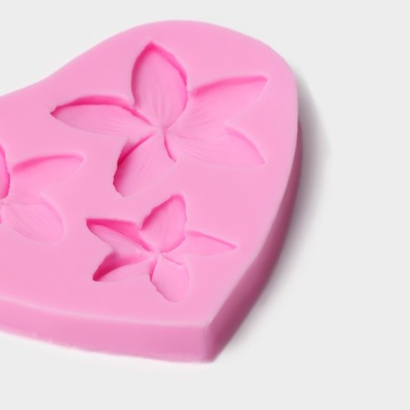 Mold Dolyana "Plumeria", silicone, 9 × 8 × 0.8 cm, pink color-2