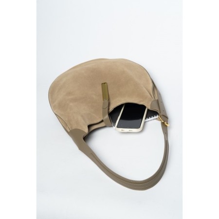 Sobo bag female, natural suede, ludor beige, 37x11x28 cm-4
