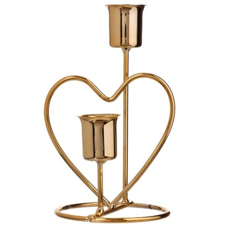 Summary Metal for 2 candles "Heart" d-2.5 cm gold 14.5x9x8 cm-2