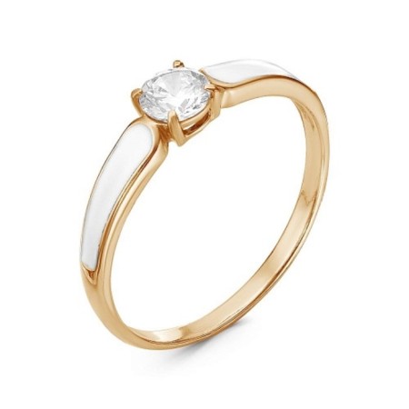 Ring Minomal "Classic" drops, pink gilding, white color, 17.5 size