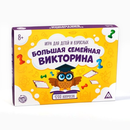 Board game "Big Family Quiz", 200 cards, playing field, 6 chips, 8+-7