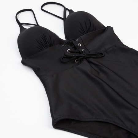 Women's swimsuit Minaku on lacing, black color, size 44-6