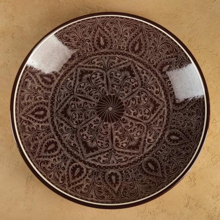 Largan Rishtan ceramics "Patterns", 42 cm, brown-3