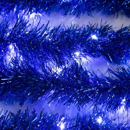 Girland "Mishura" 1 m Rosa, IP20, blue thread, 22 LED, 6 layers, d = 7 cm, white glow, CR2032X2-2
