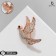 Brooch "Bird" fluttering, white color in pink gold