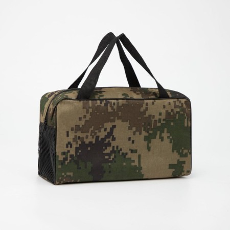 Cosmetic bag with lightning, camouflage color/brown