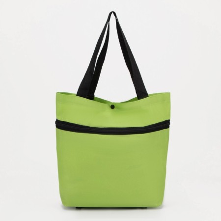 Folding bag on 2 wheels, on the button, the color is green-1