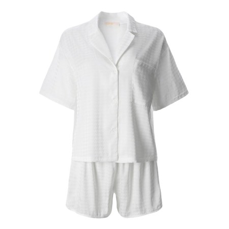 Female pajamas (shirt and shorts) KAFTAN SILK, R.48-50, White-5