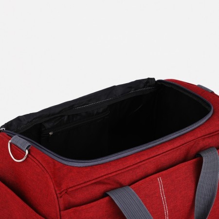 Sports bag with lightning, 2 outer pockets, long belt, burgundy color-2