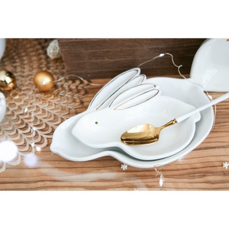The dish of the shade "Bunny in gold", 15.5 × 11 × 2.5 cm, white color-4
