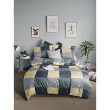 Bed linen 1.5 joint venture Guten Morgen Green Cage, size 150x214 cm, 143x215 cm, 70x70 cm - 2 pcs