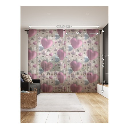 Photo "Volumetric Hearts", size 145x265 cm, 2 pcs-1