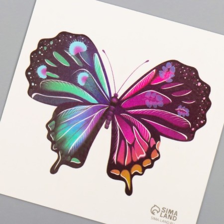 Tattoo on the body color "Color butterfly" 6x6 cm-5