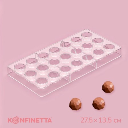 Konfinetta Chocolate Form "Diamond", 27.5 × 13.5 cm, 21 cells (D = 2.5 cm)