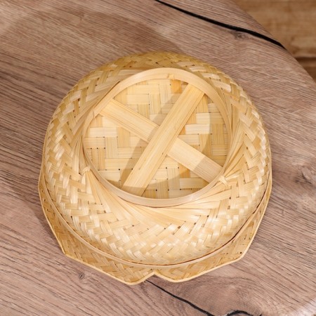 VAZ with a lid weaved, from bamboo 25x25x11 cm-5