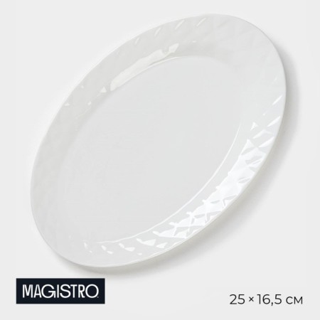 Porcelain dining plate Magistro "glare", 25 × 16.5 × 1.5 cm, white color