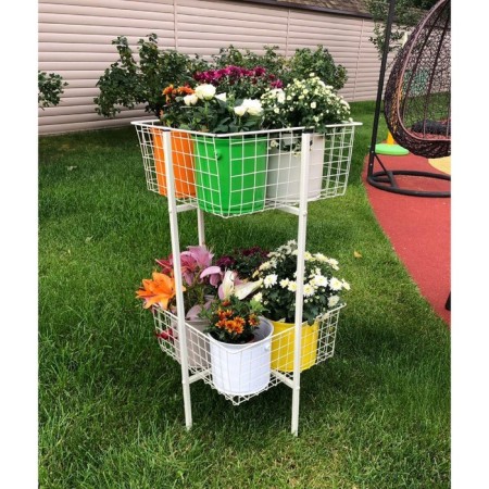 Flowers' set: shelf with baskets + pots, set 8 pcs., Mix