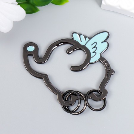 Keychain-key a metal "Elephant with wings" enamel 4.5x5.5 cm-1