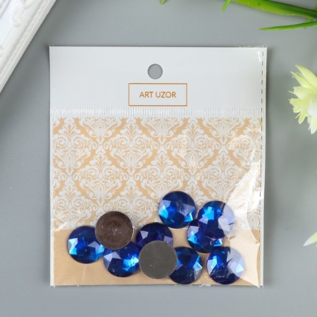 Decor for creativity plastic "Rhinestones Round. Indigo" (set 10 pcs) 1.8x1.8 cm-2