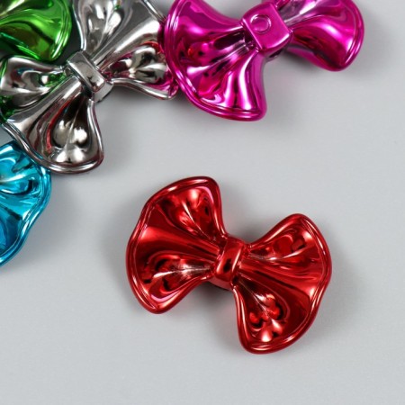 Busina for creativity plastic "Bow glossy metallic" mix 3.1x2.3x0.9 cm-1