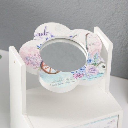 Casket wood 1 box with a mirror "Lavender trolley" 11x7.5x14.8 cm-2