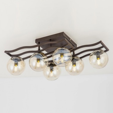 Ceiling chandelier Citilux "Breeze" CL106265, 67.5x33x23 cm, 6x60W, E14, brown color-8