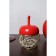 Coramics box, metal "Apple" red 8.5x8.5x12 cm