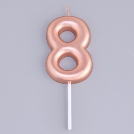 Candle in the Cake "European", number "8", 6 cm, pink gold-2