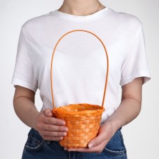Wicker basket, bamboo, orange, medium
